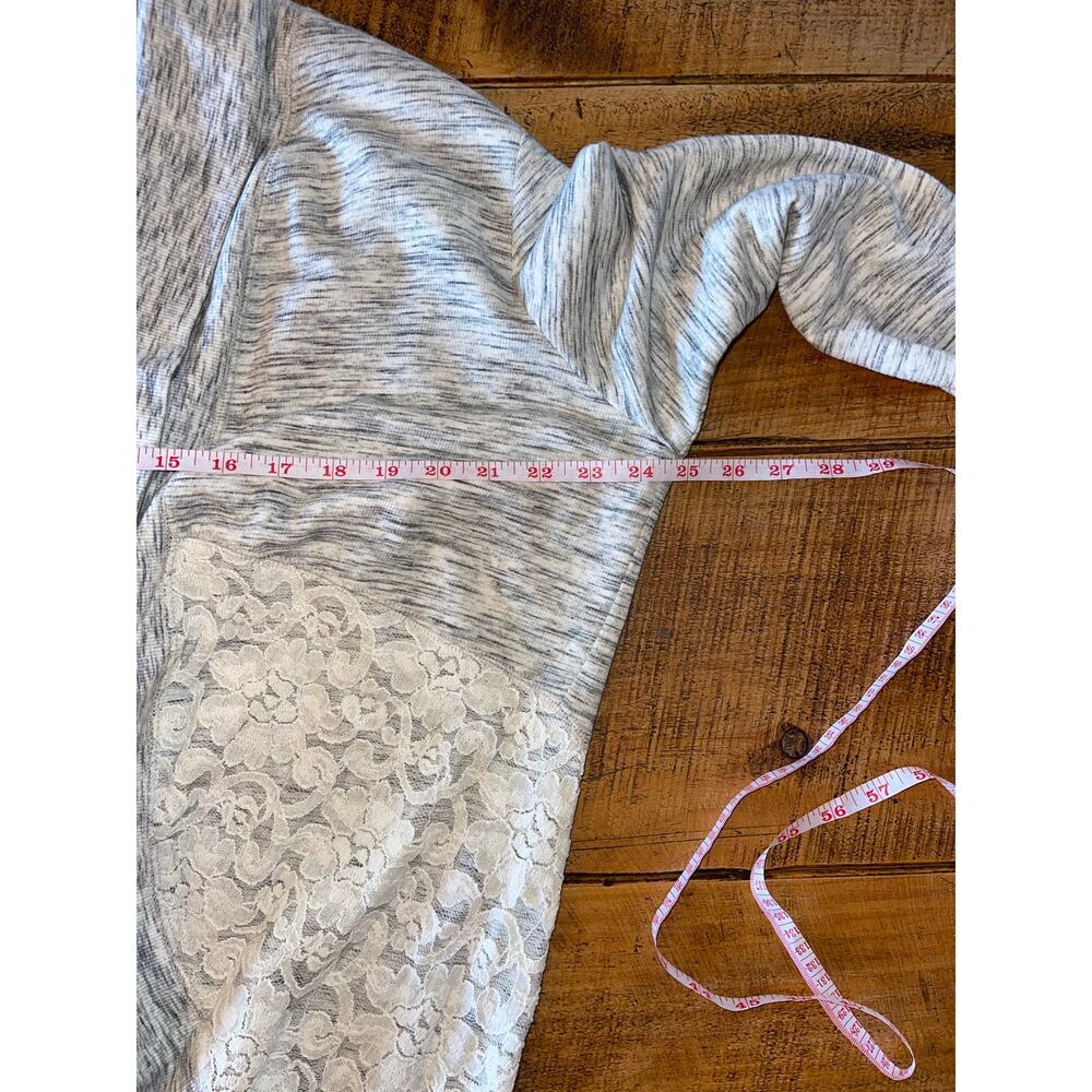 Womens Anthropologie Saturday Sunday Gray Cream Lace Quilted Open Cardigan L - Picture 8 of 10